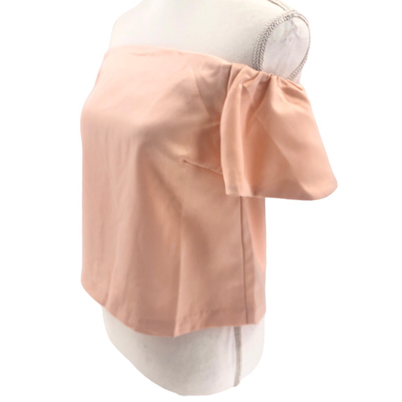 Lucy Paris NEW Womens Size Medium Off-the-Shoulder Blouse in Metallic Blush Pink - Picture 3 of 7